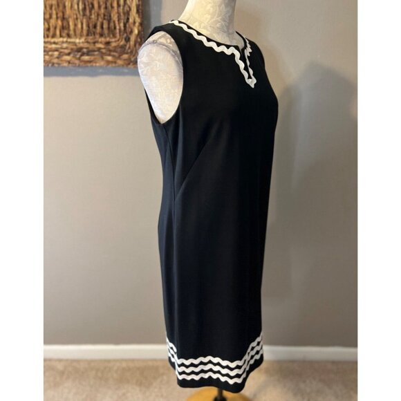 Talbots Dress 8P 8 P Black White Ric Rack Stretch Sleeveless Career Church - Picture 6 of 9